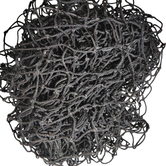 Military Surplus Black Fish Net, 1.25 lbs, Two Uneven Pieces Approx 4' x 2' Each - Picture 1 of 3